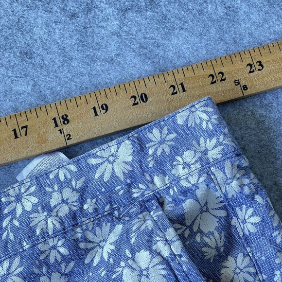 Old Navy Shorts Womens Plus Size 20 Blue Floral Linen Rayon Everyday High Rise - Picture 8 of 10